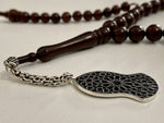 Tasbih Misbaha Edition : 99 Bead Kuku Wood & Silver Nalayn Sharif Pendant